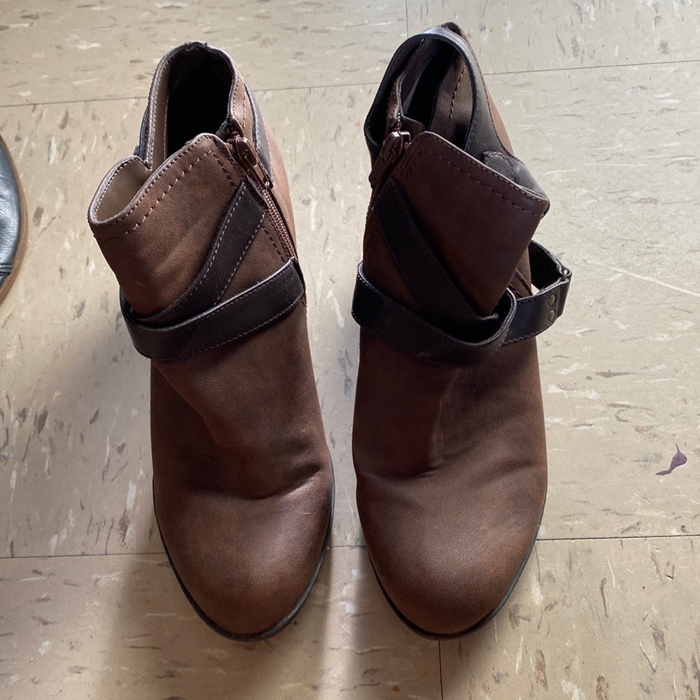 Brown leather boots
